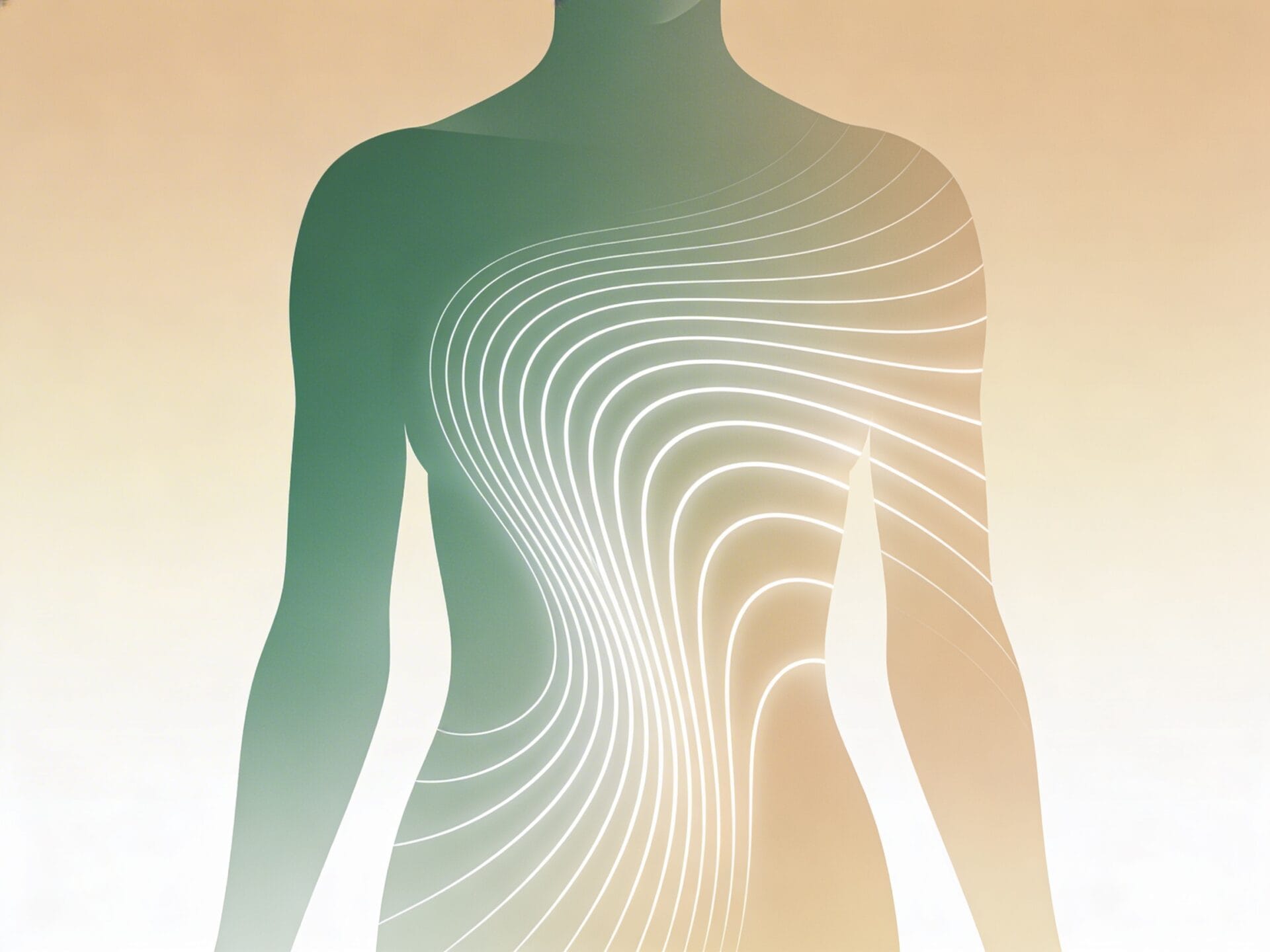 Illustration eines Oberkörpers mit Wellenlinien, Symbol für Antihormontherapie